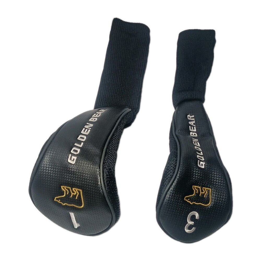 GOLDEN BEAR #1 / 3 Driver Head Cover Black With White Stitching Wood Headcover